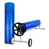 Capa Térmica Para Piscina Atco 8 X 4 Mais Enrolador Completo Cor Azul