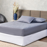 Capa Texfine Protetor De Colchão Cinza Matelada Ultrassônico Impermeável Casal Box Antiácaro