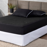 Capa Texfine Protetor De Colchão Preto Matelada Ultrassônico Impermeável Casal Box Antiácaro