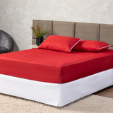 Capa Texfine Protetor De Colchão Vermelho Matelada Ultrassônico Impermeável Casal Box Antiácaro