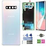 Capa Traseira De Vidro Para Galaxy S10 Plus -à Prova D-água- Com Lente De Câmera E Moldura - Peças De Fita Para Samsung Galaxy S10 Plus S10- SM-G975U-W-F-DS - Ferramentas -branco Prisma-
