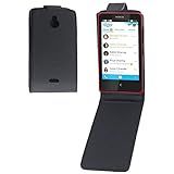 Capa Ultrafina De Couro Com Flip Vertical Para Nokia X2 Preta 