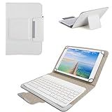 Capa Universal Para Tablet De 7 A 8 Polegadas Para Tablets IOS Android Windows Com Teclado ABNT2 Sem Fio Destacável E Capa Fólio De Couro PU Branco 7 8 Polegadas 