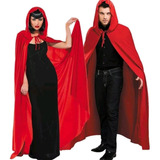 Capa Vermelha Com Capuz Fantasia Bruxo Mago Halloween 1 2 M