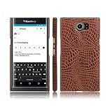 Capa Zshion Para BlackBerry Priv- Capa Protetora De Couro PU Premium Croco Simples E Leve Para BlackBerry Priv- Marrom