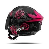 CAPACETE ABERTO PRO TORK NEW LIBERTY 3 FLOWERS BRILHANTE ROSA TAM- 60 VIS- FUMÊ