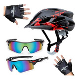 Capacete Bike Ciclismo Tsw Led 1 Óculos 1 Luva