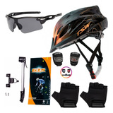 Capacete Bike Mini Bomba Suporte Pisca Óculos Luva