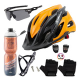 Capacete Ciclismo Garrafa Suporte Pisca Óculos Luvas