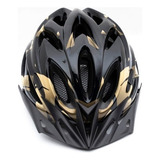 Capacete Ciclismo Tsw Raptor 2 Con Sinalizador Led Bike Con Viseira Cor Preto Dourado Tamanho M 54 58 Novo