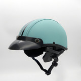 Capacete Coquinho Scooter Moto Elétrica Bike Couro Turquesa