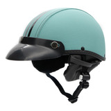 Capacete Coquinho Scooter Moto Elétrica Bike Couro Turquesa