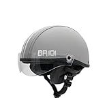 Capacete Coquinho Scooter Moto Elétrica Skate Patins Patinete Revestido Couro Premium Com Viseira Cinza M VESTE 57 58 