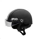 Capacete Coquinho Scooter Moto Elétrica Skate Patins Patinete Revestido Couro Premium Com Viseira Preto M VESTE 57 58 