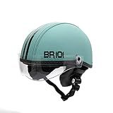 Capacete Coquinho Scooter Moto Elétrica Skate Patins Patinete Revestido Couro Premium Com Viseira Verde Turquesa M VESTE 57 58 