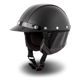 Capacete Couro Coquinho Pro Tork Custom Bike Moto Cor Preto