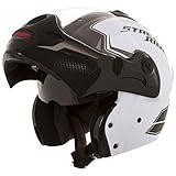 Capacete De Moto Mixs MX Captiva Street Rider Com Viseira Interna Solar Óculos De Sol Articulado Escamoteável Robocop Branco 62
