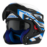 Capacete De Moto Robocop Protork Attack Evo Fosco Cor Preto azul Tamanho Do Capacete 58