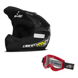 Capacete De Trilha Óculos Preto Motocross Mx Pro Tork