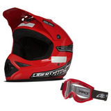 Capacete De Trilha Óculos Preto Motocross Mx Pro Tork