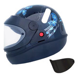 Capacete Fechado Feminino Girls Azul Rosa Ebf Automatico