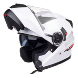 Capacete Fechado Texx Escamoteável Robocop Articulado Gladiator Com Queixeira Móvel Viseira Solar Interna Antirrisco Antiembaçamento E Com Bavete E Narigueira Removível Cor Branco Tamanho 58
