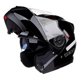 Capacete Fechado Texx Escamoteável Robocop Articulado Gladiator V3 Com Queixeira Móvel Viseira Solar Interna Antirrisco Antiembaçamento E Com Bavete Narigueira Removível Cor Preto Brilhante Tamanho 62