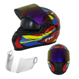 Capacete Fechado Viseira Camaleão Gtx Fox Fw3 Oculos Interno