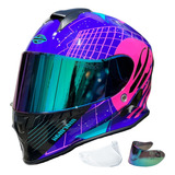 Capacete Feminino Mormaii Fechado Preto Rosa Fosco Camaleão