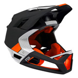 Capacete Fox Bike Fechado Fullface Proframe Fox Racing Br Cor Preto laranja branco Tamanho L 58 61 