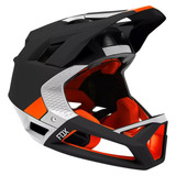 Capacete Fox Bike Fechado Fullface Proframe Fox Racing Br Cor Preto laranja branco Tamanho M 56 58 