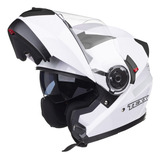 Capacete Gladiator Moto Cor Branco Tamanho 60 Escamoteável Texx Articulado Robocop Com Queixeira Móvel Viseira Solar Interna Antirrisco Antiembaçamento E Com Bavete E Narigueira Removível
