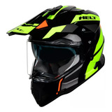 Capacete Helt Cross Vision Glass Dusty Verde Com Óculos Interno Tamanho 62
