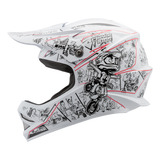 Capacete Infantil Fechado Trilha Cartoon Racing Tamanho 54