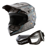 Capacete Infantil Oculos Moto Cross Trilha Factory Edition