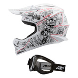 Capacete Infantil Oculos Moto Cross Trilha Factory Edition