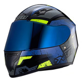 Capacete Integral X11 Trust Pro Ballads Com Viseira Extra Cor Azul E Amarelo Tamanho 58