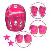 Capacete Kit Proteção Infantil Rad7 Pink Bike Skate Patins