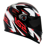 Capacete Ls2 Ff358 Draze Preto branco vermelho