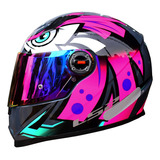 Capacete Ls2 Ff358 Tribal Fucsia Rosa Azul