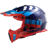Capacete Ls2 Mx437 Fast Evo Motocross Trilha Red blue