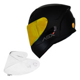 Capacete Masculino Feminino Asx City Preto Viseira Dourada