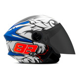 Capacete Moto Aberto New Liberty 3 Three Azul Gp88 Tam 58 Desenho New Liberty Trhee 3 Gp 88 Azul Brilhante Com Viseira Fumê