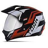 Capacete Moto Cross Trilha Th 1 Vision New Adventure 56 Viseira Espelhada Laranja Tam 56