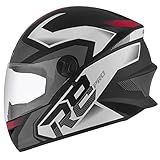 Capacete Moto Fechado R8 Pro Fosco Preto Vermelho 58