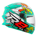 Capacete Moto Fechado R8 Rocket Chicken Protork Fosco Cor Azul Tamanho Do Capacete 60