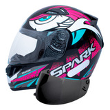 Capacete Moto Feminino Ebf Dragon Rosa Mais Viseira Fumê