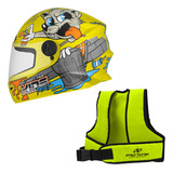 Capacete Moto Infantil Colete Cinto 5 6 7 8 9 10 12 Anos
