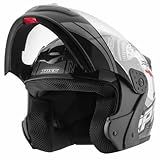 Capacete Moto Mixs Gladiator RPM Articulado Escamoteável Robocop Brilhante Cinza 62
