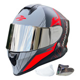 Capacete Moto Mormaii Neon Red Laranja Cinza Mt03 Esportivo